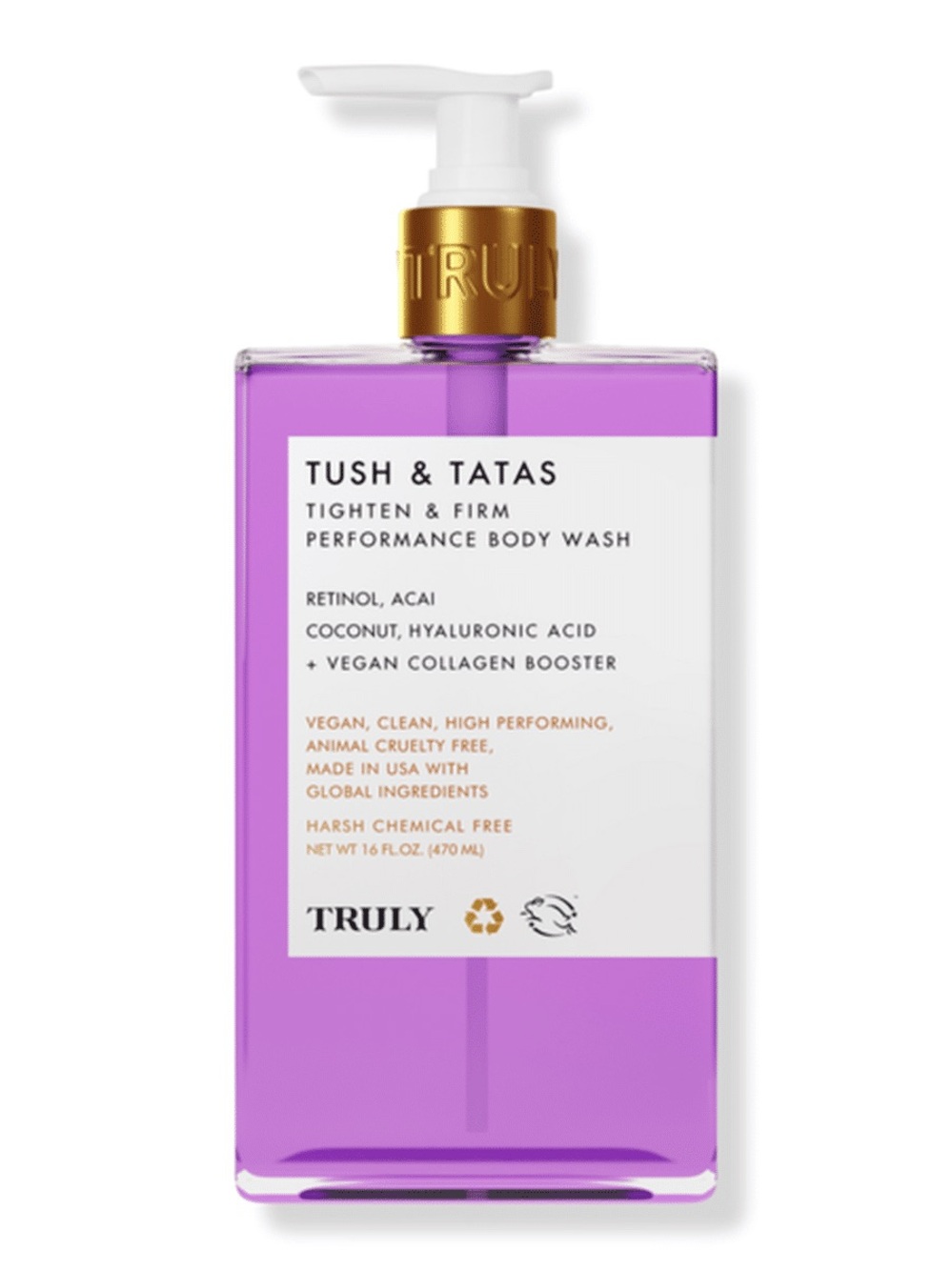 TRULY Tush & Tatas Tighten & Firm Body Wash - Purple with Gold Pump